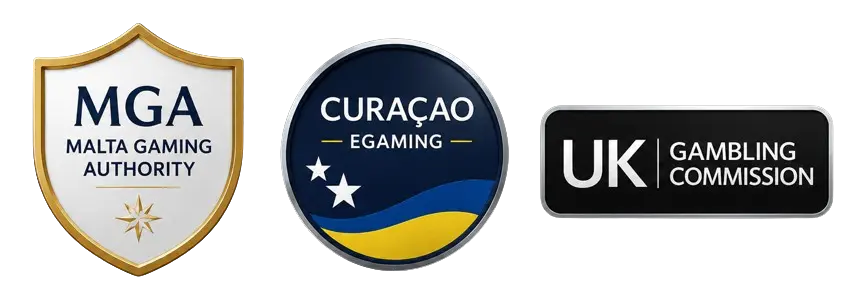 Certyfikaty licencyjne: Malta Gaming Authority, Curaçao eGaming, UK Gambling Commission